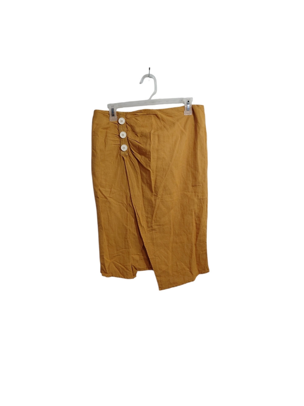 Zara Mustard Wrap Midi Skirt with Side Buttons